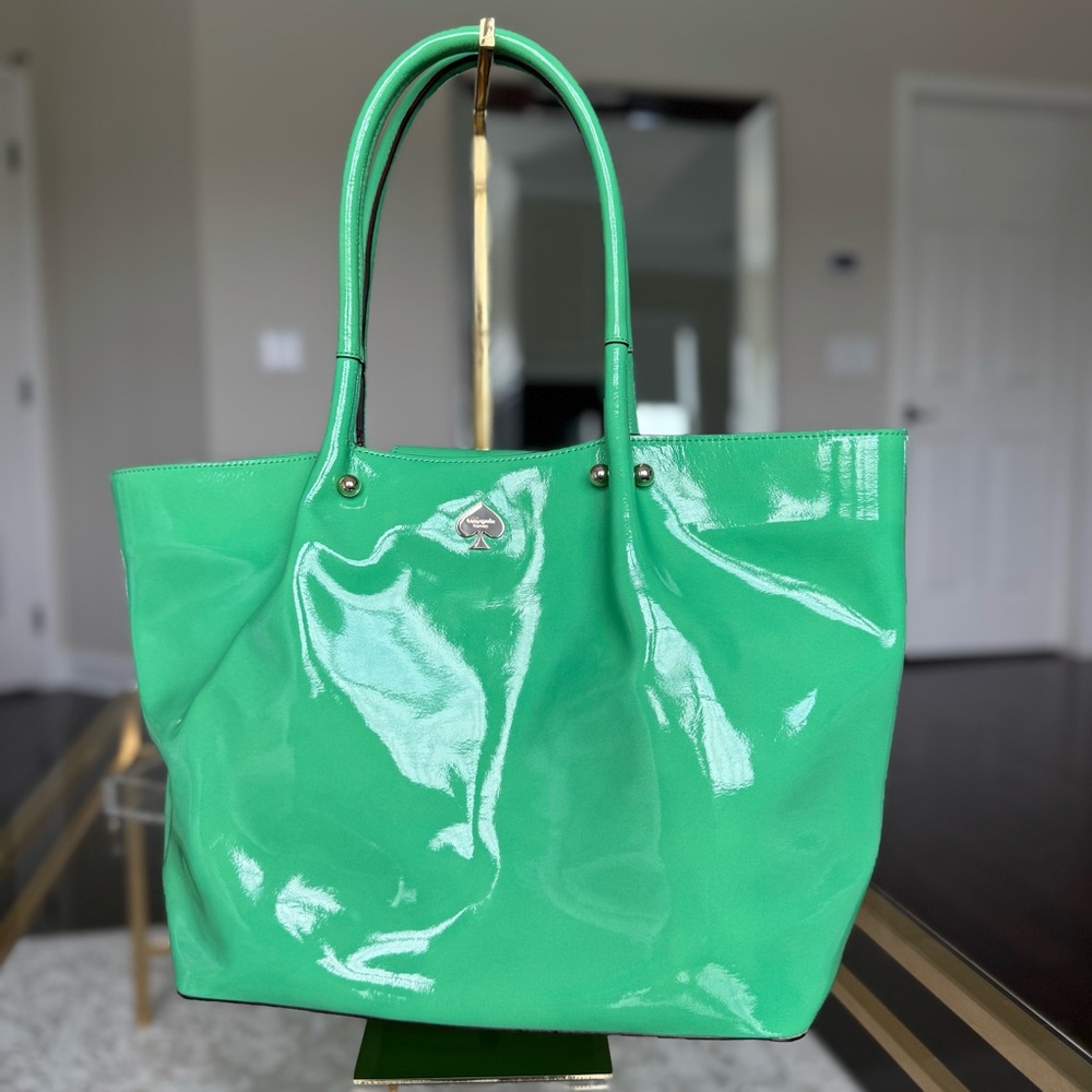 Green Kate Spade Patent Leather Tote Bag